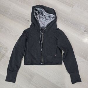 Sweaty Betty Charcoal Womens Cropped Hoodie Zip Jacket Size M